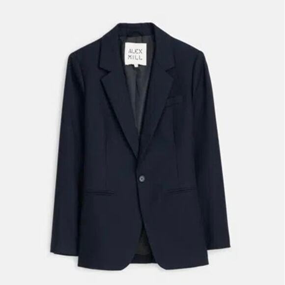 NWT Women's S Alex Mill Soho Blazer in Wool Navy Blue Classic Single Button - Picture 1 of 9
